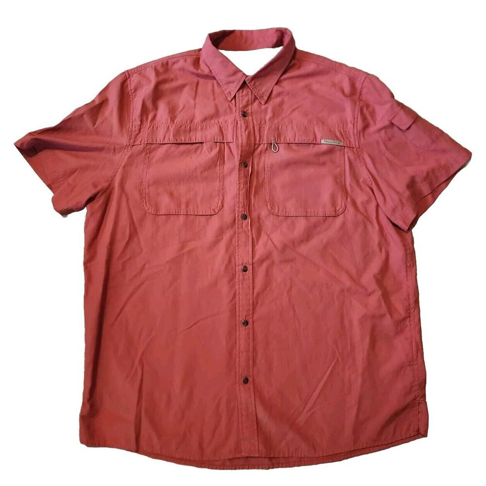 Field & Stream Men's Shirt XLarge Red Short Sleeve Lightweight Button Up Outdoor